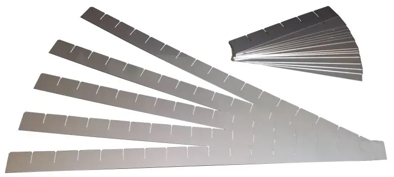 A bunch of metal strips that are in the air