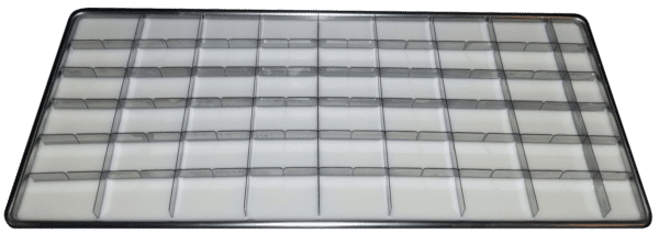 A close up of an empty tray