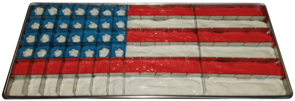 A flag made out of cake is shown.