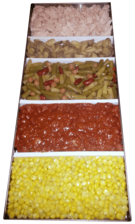 A box of different types of food.
