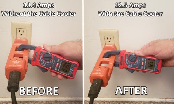 A before and after picture of an electrical outlet.