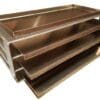 A metal tray with four trays stacked on top of each other.